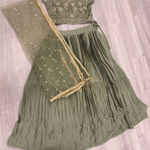 Olive Green Lengha